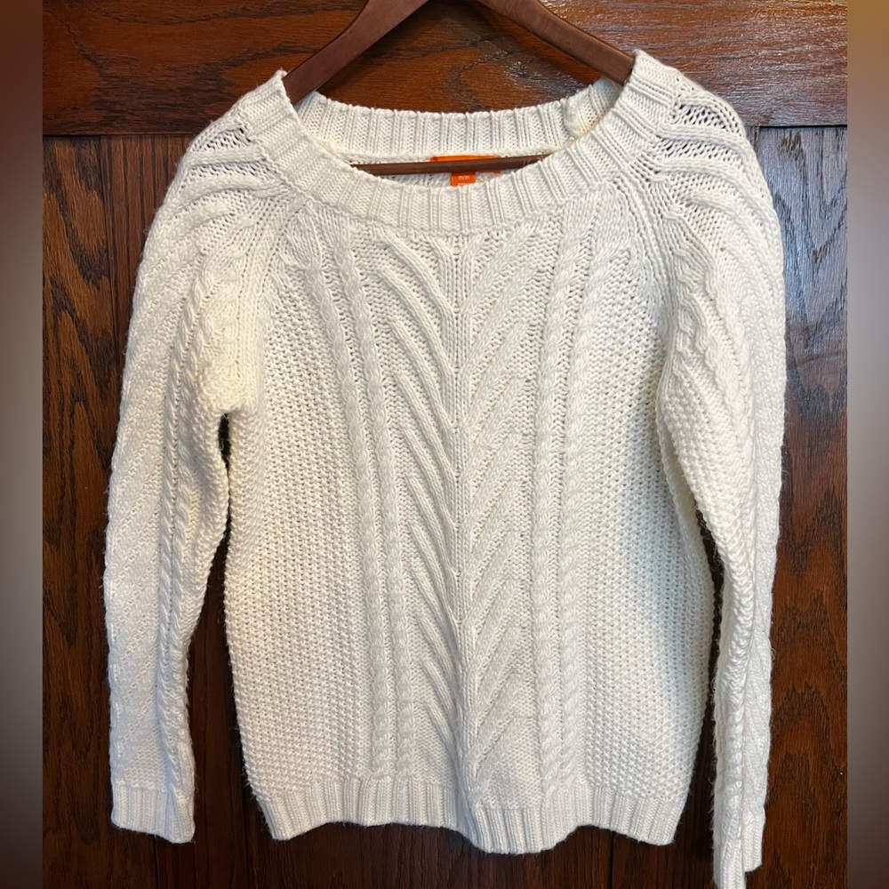 Joe Fresh Ivory Cable Knit Sweater Normcore Cottagecore Coastal Grandma Medium